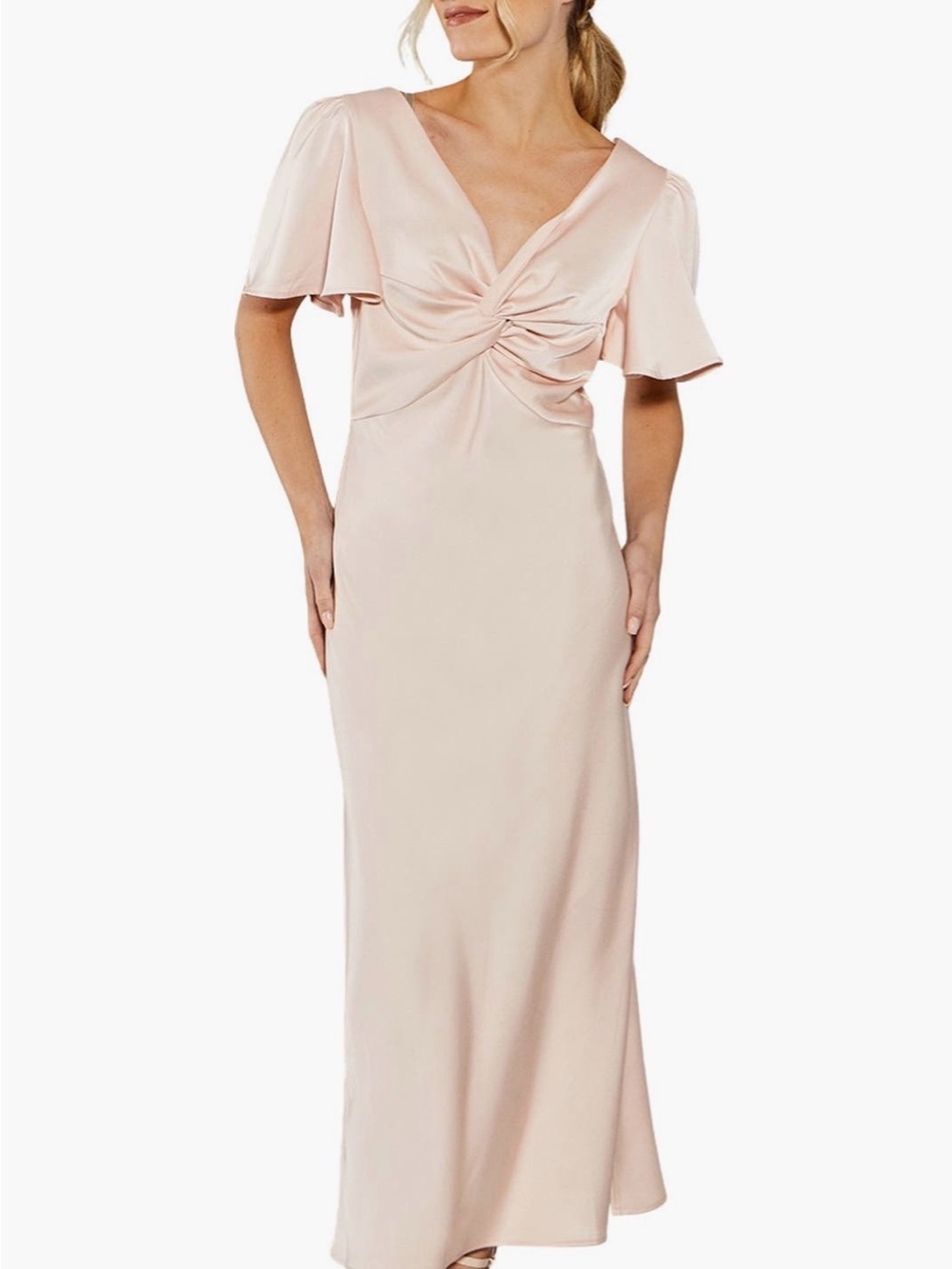 Oasis Blush Twist-Front Maxi Dress